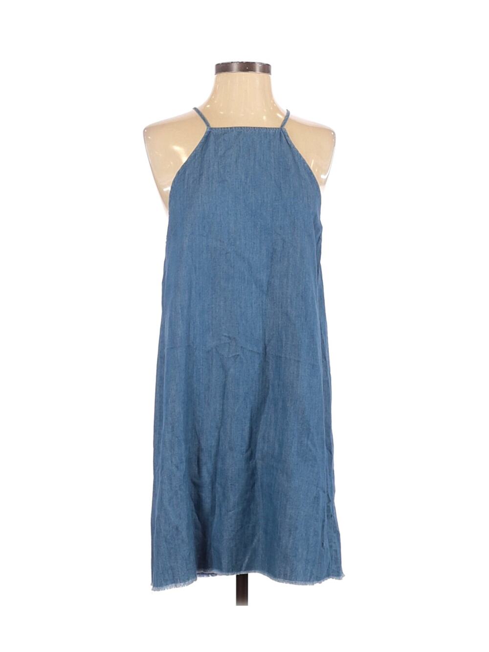 Sugar + Lips Medium Wash Blue Denim Sleeveless Dress Women's Size XS